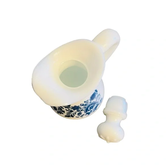 Avon Vintage Delft Floral Milk Glass Vanity Set – Pitcher, Basin & Soap Dish - Picture 11 of 15